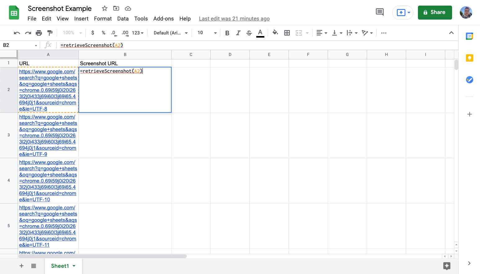 How to take a screenshot in Google Sheets?