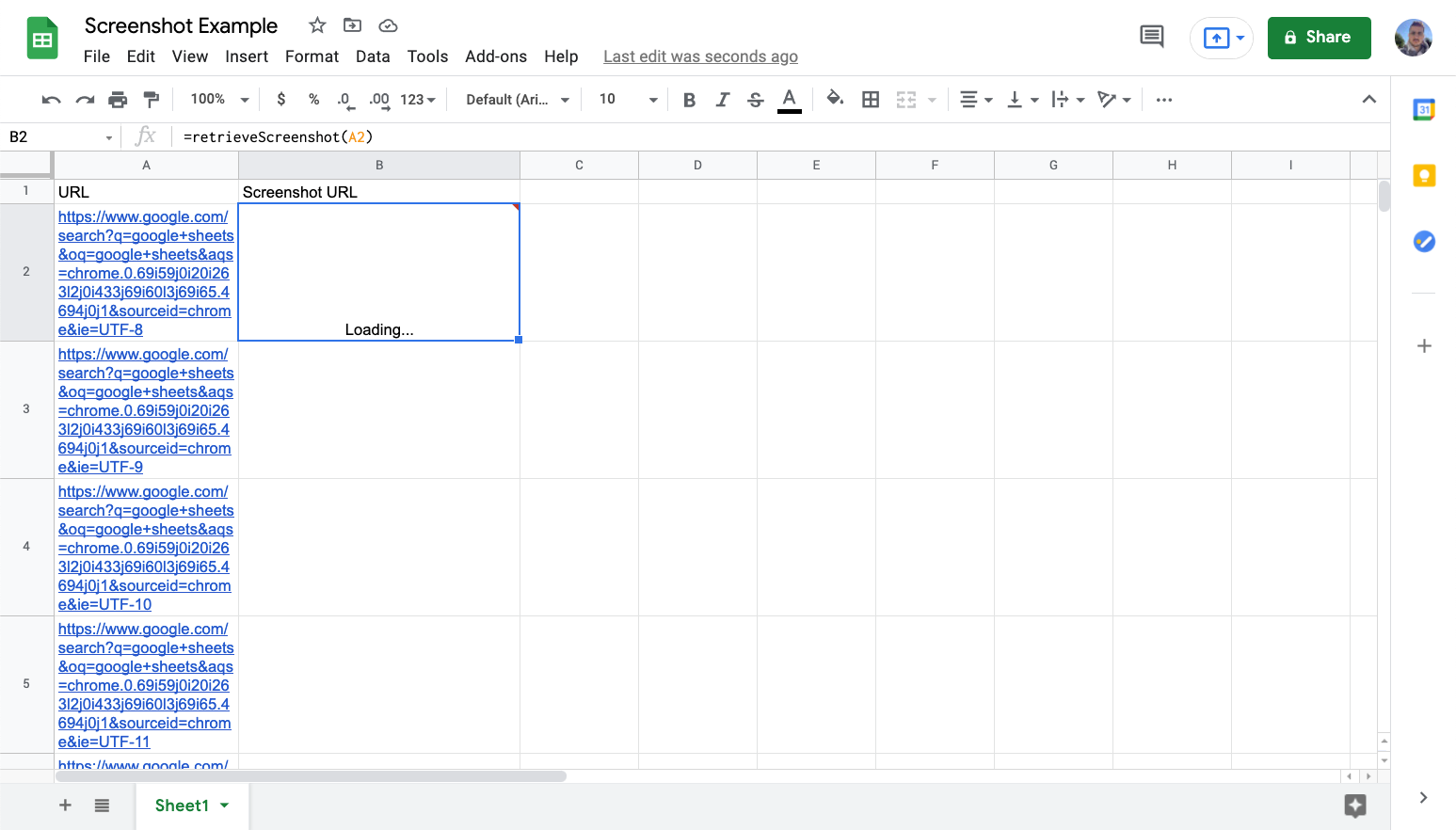 How to take a screenshot in Google Sheets?